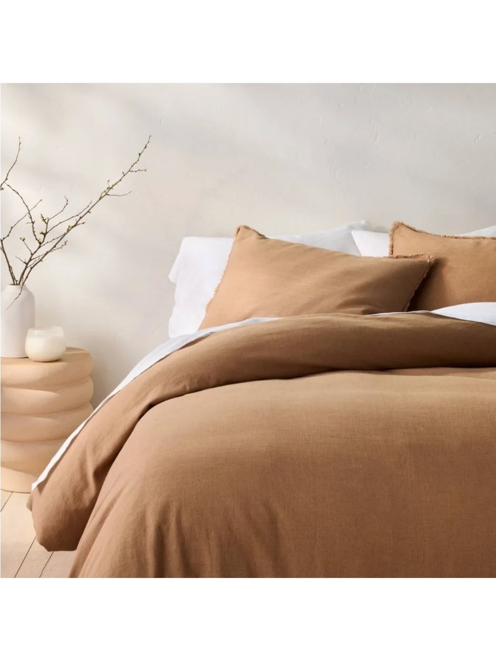 NWT King Heavyweight Linen Blend Duvet Cover & Sham Set Warm Brown - Casaluna